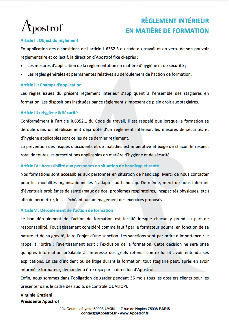 Règlement intérieur