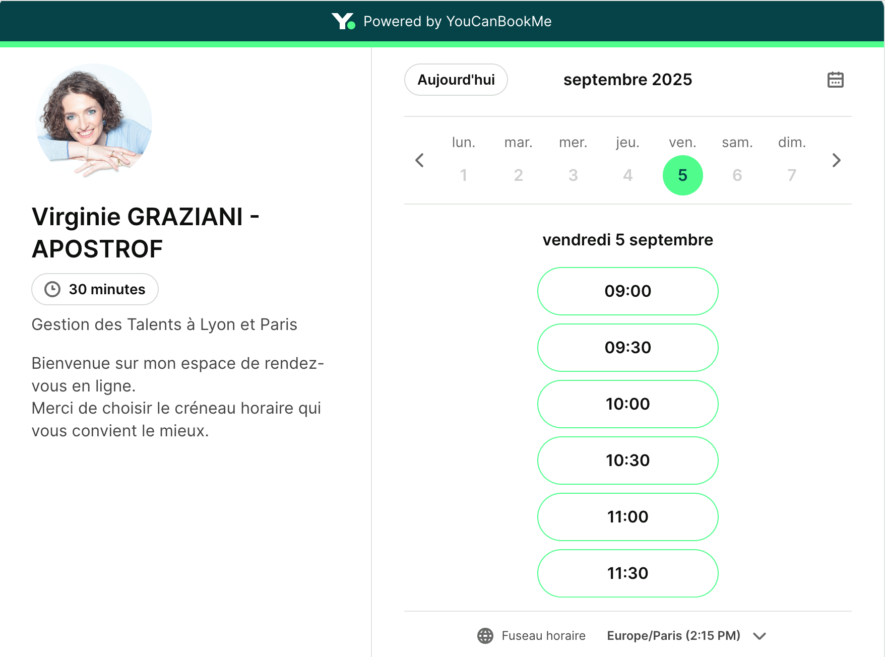 Fixez un RV avec Virginie GRAZIANI
